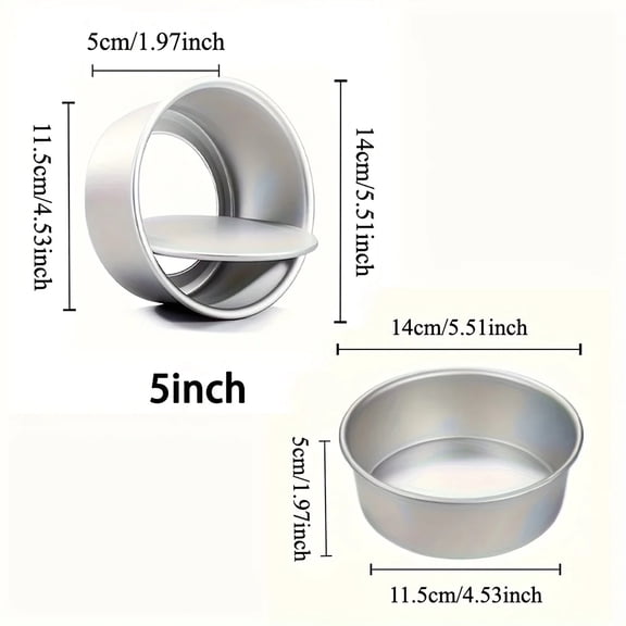 2pcs Non-Stick Aluminum Round Cake Pans, 4/5-Inch, Easy to Pop-Up with Detachable Bottom, Durable for Mini Cheesecakes