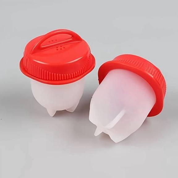 2pcs Non-Stick Silicone Egg Cooker Cups - Easy Boiling & Steaming Pods for Perfect Poached, Fried or Scrambled Eggs, BPA-Free Kitchen Gadget