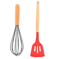 thumbnail image 1 of 2pcs Non-stick Kitchen Cookware with Wooden Handle - BPA Free Heat Resistant Kitchen Gadgets ToolsGrey + Cherry Red, 1 of 5