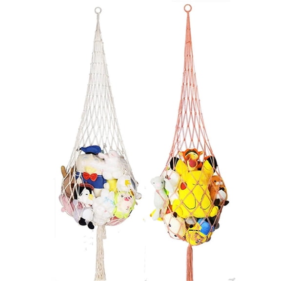 2pcs Novel Stuffed Animal Net Toy Display- 5.4ft H,One Hook! Perfect for The Tiny Space in Corner,Wall Ceiling Hanging Net, Animal Storage for Kid Room Bedroom Playroom Decor(Only storage net) Ljh