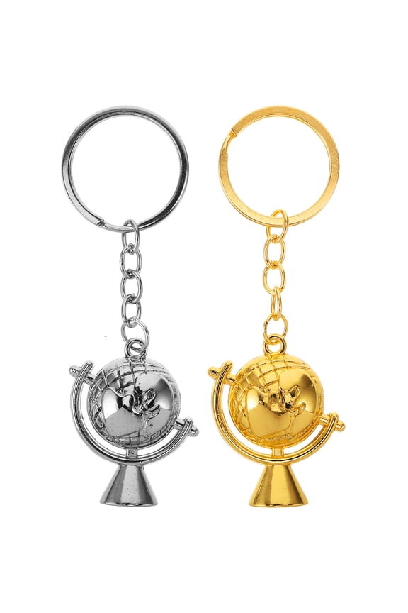 Novelty World Globe Key Chain with Durable Zinc Alloy Material 2pcs