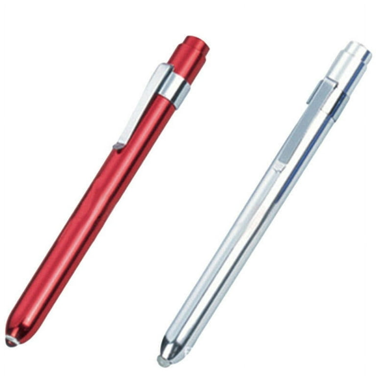 2pcs Nurse Penlight with Pupil Gauge Medical Pen Light for Nurses Doctors  (Red and Silver) 