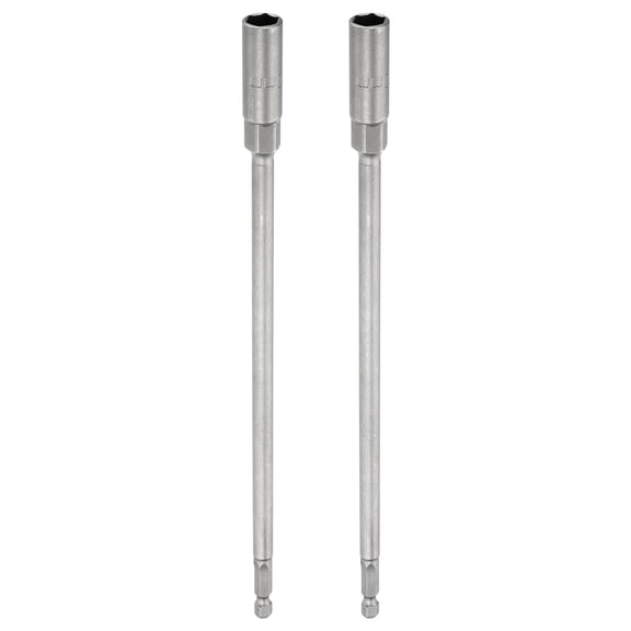 Uxcell 2Pcs Nut Driver Drill Bit 10mm Socket 1/4" Hex Shank 10" Long