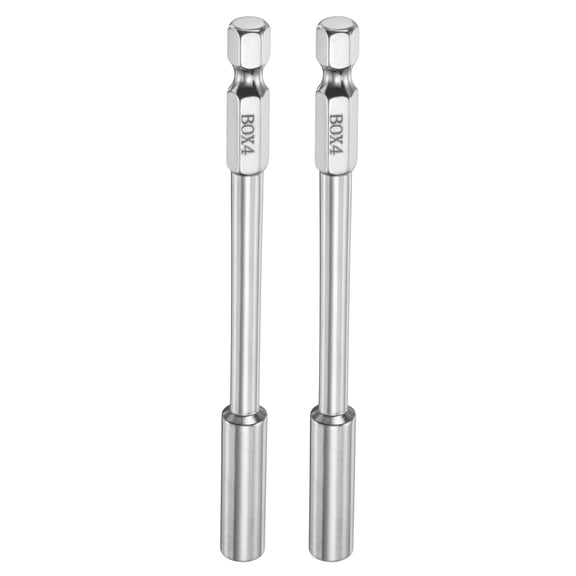 2pcs Nut Driver Drill Bit 4mm Socket 1/4" Hex Shank 3.94" Long Setters