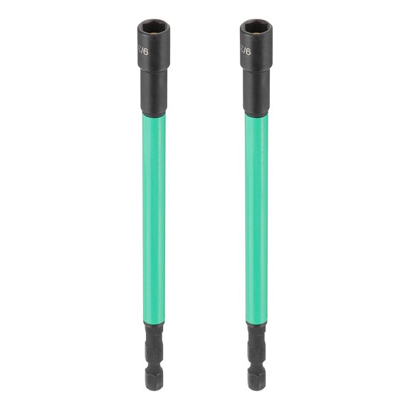 Uxcell 2Pcs Nut Driver Drill Bit 9/32" Socket 1/4" Hex Shank 6" Long
