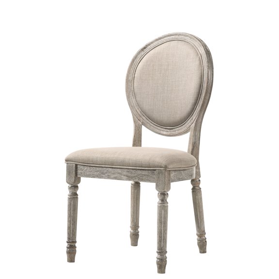 2pcs Oak & Tan Fabric Side Chair - Upholstered Seat/back, Stacking Block Base, Box Seat Construction, Turned Leg, Oval Back, 220lbs Capacity, 20" Depth, 18" Height Chairs (2) Finish, And Seat, 220lb