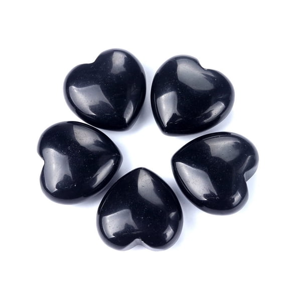 2pcs Obsidian Stones Heart Stones Pocket Palm Stones for Reiki Balancing 30x30mm