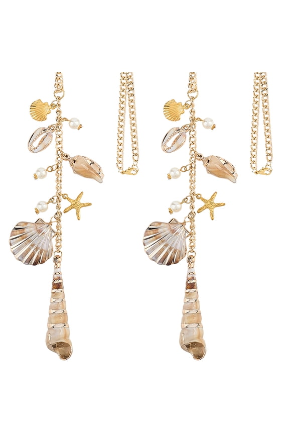 2pcs Ocean Theme Acrylic & Alloy Pendant Decoration with Aluminium Curb Chains Golden 300mm