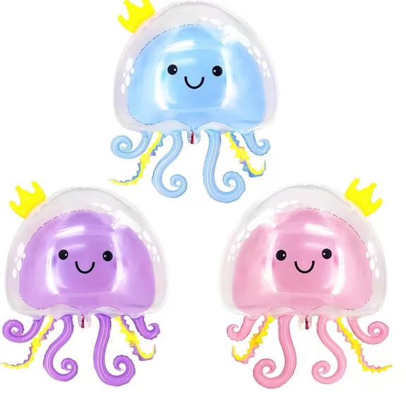 2pcs Octopus Balloon Fish Net Decoration Set - Double Layer Jellyfish Balloons for Ocean Sea Animal Themed Parties