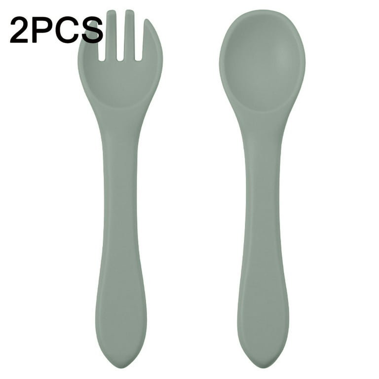 2pcs of Silicone Baby Food Forks and Spoons, First Stage Supplies, Mini Appliances for Children Over 2 Months Old, Babies and Girls, Size: One size