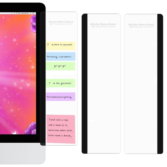 2 Pcs Monitor Memo Board, 11" x 3.1"Clear Acrylic Office Desk Accessories, Computer Screen Side Note Holder, Transparent Message Board for Sticky Notes, Reminders & Memos, Fits PC & Laptop