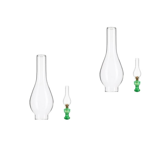 2pcs Oil Lamp Chimney Vintage Glass Chimney Shade Antique Clear Kerosene Hurricane Lamp Globe Shades