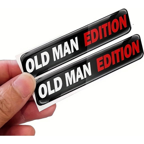 2pcs Old Man Edition 3D Emblem Sticker Badge Funny Decals Car Replacement Door Decoration for Universal Vehicle SUV Motorcycle