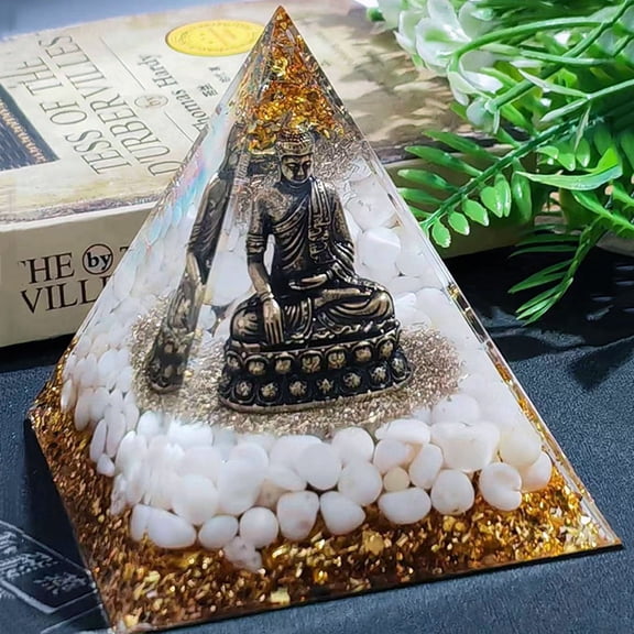 2pcs Orgonite Pyramid Resin Generators Reiki White Jabe Chip inside for Home Office Desk Decoration 80x80x80mm