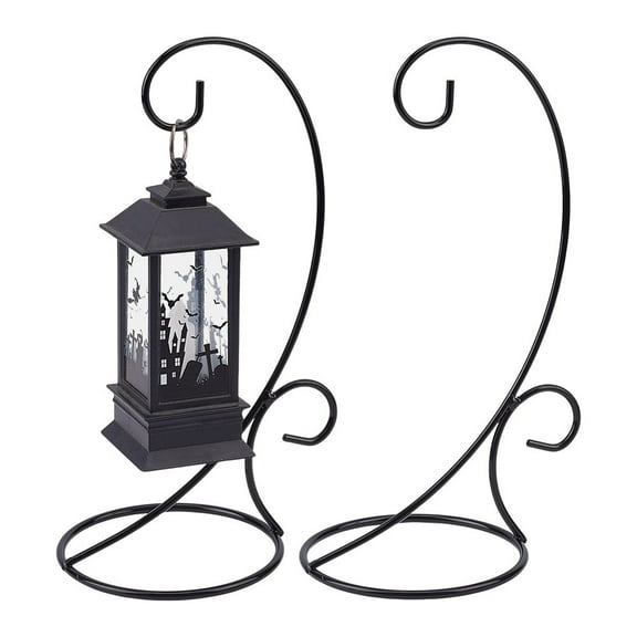 2pcs Ornament Display Stand Christmas Bauble Holder Glass Globe Black Iron Wire Stand Hanging Hook Rack