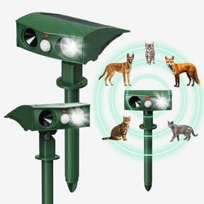 MQ 2 Pcs Upgraded Solar Ultrasonic Animal Repellent, IP66 Waterproof PIR Sensor & USB Charging Outdoor Wildlife Deterrent for Cats Foxes Badgers