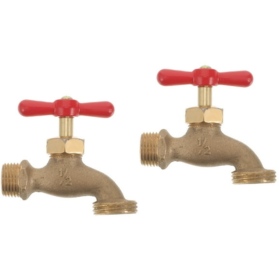 2pcs Outdoor Faucet Vintage Outdoor Water Spigot Copper Slow Faucet for Garden and Yard