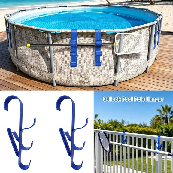2pcs Outdoor Hooks for Swimming Pool - Multifunctional Towel Swimsuit Dip Net Storage Rack Sun Proof Bracket for Use