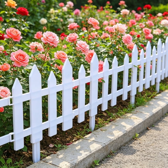 2pcs Outdoor Plastic Garden Picket Fence, 11.8×11.8in Lawn Flowerbed ...
