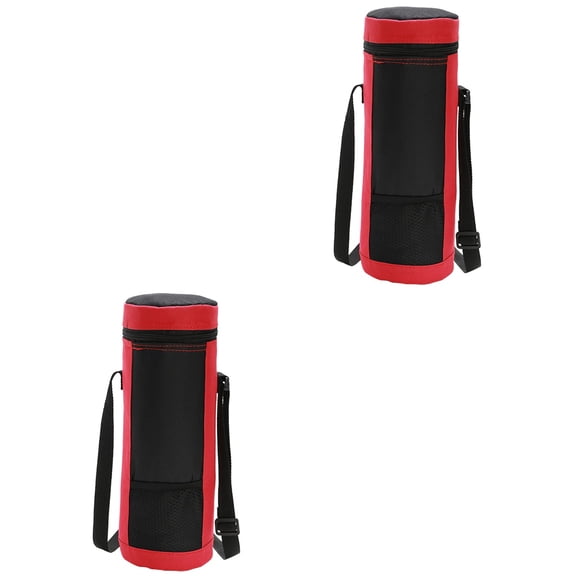 2pcs Outdoor Use Storage Bag Handheld Wine Bottle Thermal Bag Wear-resistant Picnic Beverage Pouch