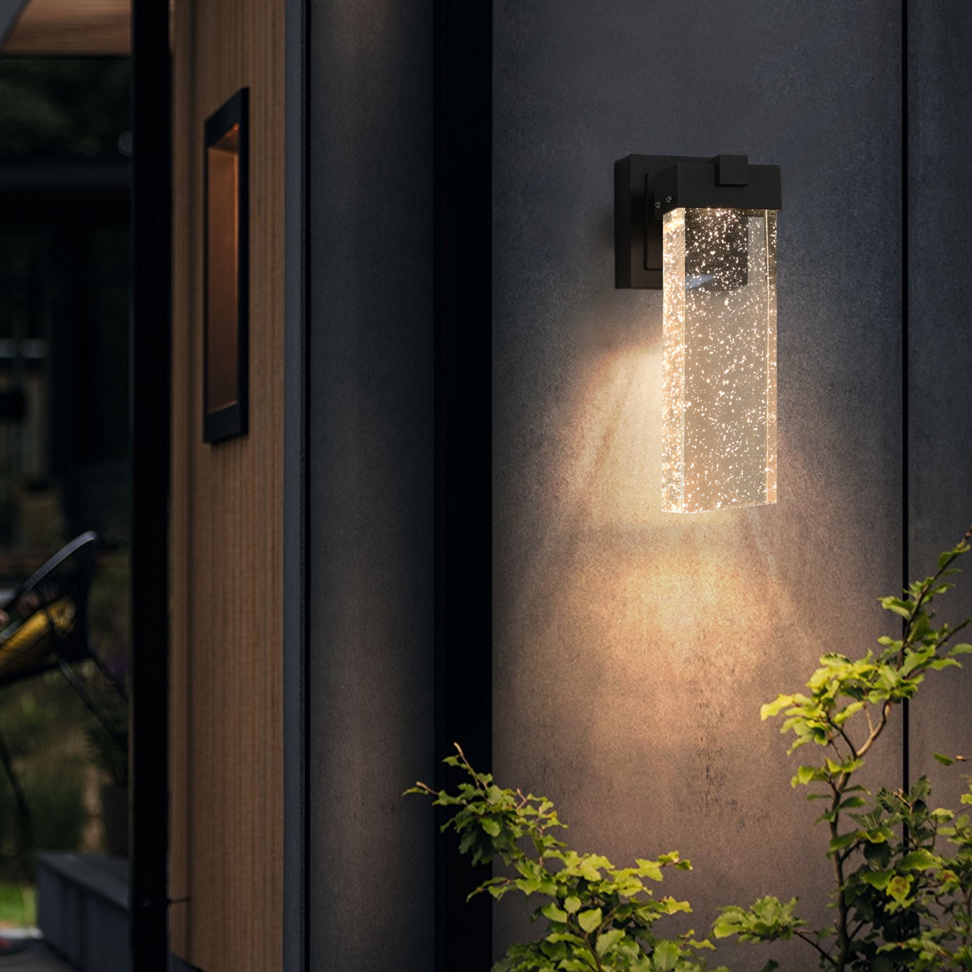 2pcs Outdoor waterproof LED wall light crystal bubble sconce dusk to dawn light sensor modern porch patio garage entryway garden pathway exterior wall lamp warm glow all weather lighting