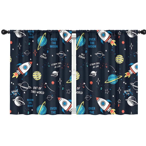 2pcs, Outer space and starry sky, Milky Way outer space cloud universe starry sky printed curtains, Suitable for boys and girls' bedrooms, game rooms, living rooms, blackout curtains, 42 x 54 in