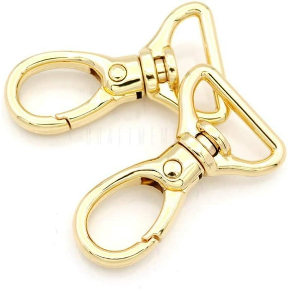 2pcs Oval Snap Hooks Heavy Duty Metal Push Gate Swivel Lobster Clasp Keychain Clip Purse Making Accessories SC09 (3/4 Inch, Gold)