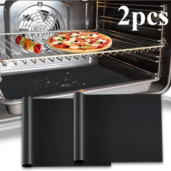 2pcs Oven Liners for Bottom of Electric Gas Oven Reusable Non-Stick Teflon Protector Mat Heat Resistant Grill Mats