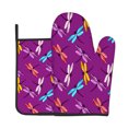2pcs Oven Mitts Pot Holders Colorful Dragonflies Flying Kitchen Heat