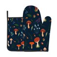 2pcs Oven Mitts Pot Holders Cute Forest Mushrooms Berries Chestnuts