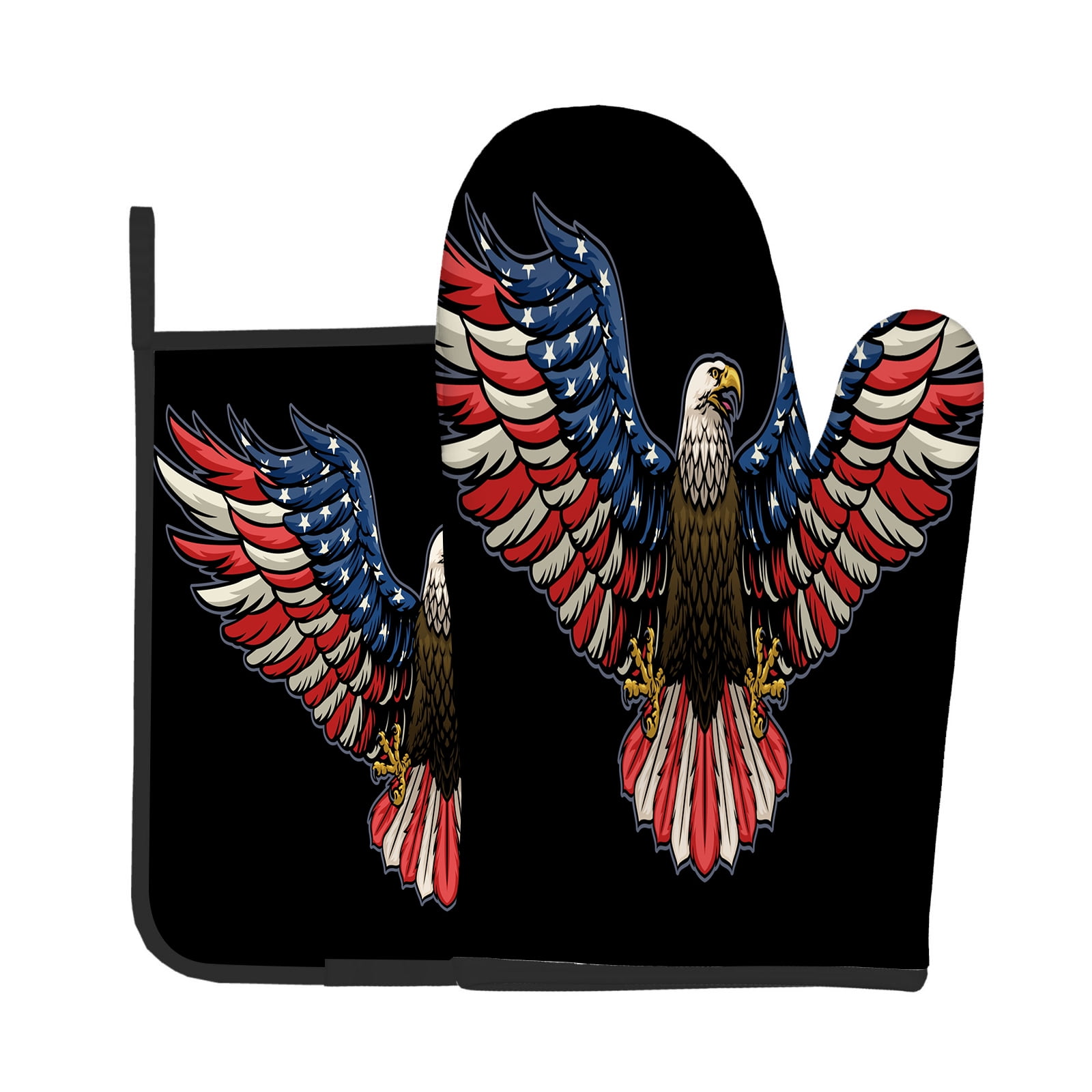 2pcs Oven Mitts Pot Holders Fierce Bald Eagle Spread The Wings With