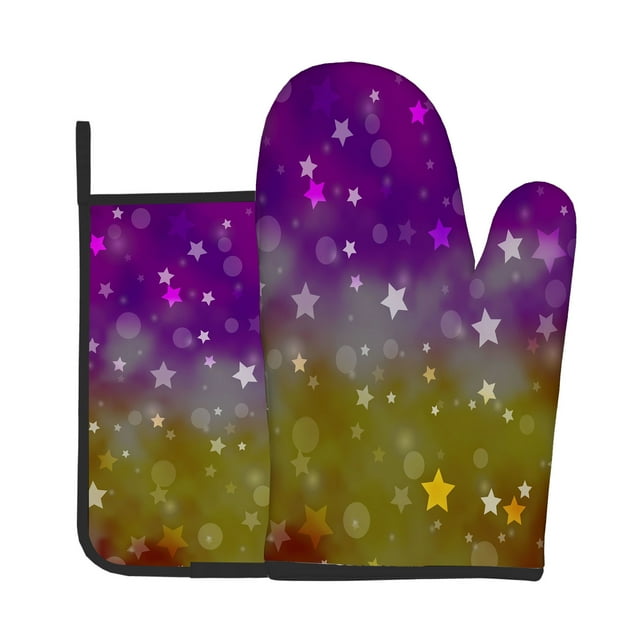 2pcs Oven Mitts Pot Holders Pink Circles Galaxy Kitchen Heat Resistant Hot Pads for Cooking BBQ