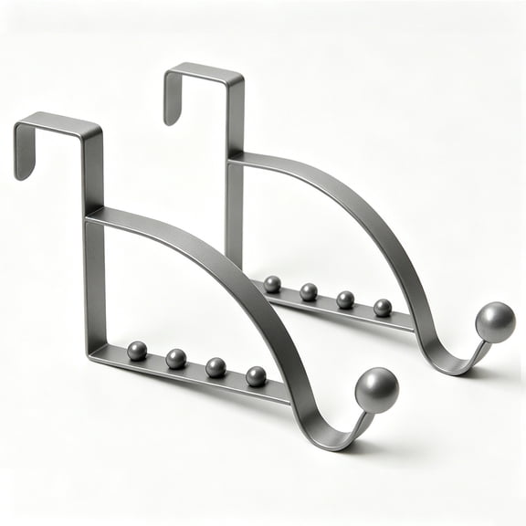 2pcs Over the door hooks, heavy-duty door hanger with 5 hooks, no drilling required, for clothes, hats, towels