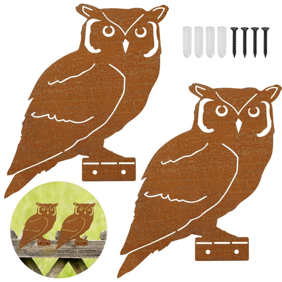2pcs Owl Metal Bird Art, TSV Owl Outdoor Silhouette Decor for Garden, Yard & Patio, Wall Art Easter Outdoor Decorations