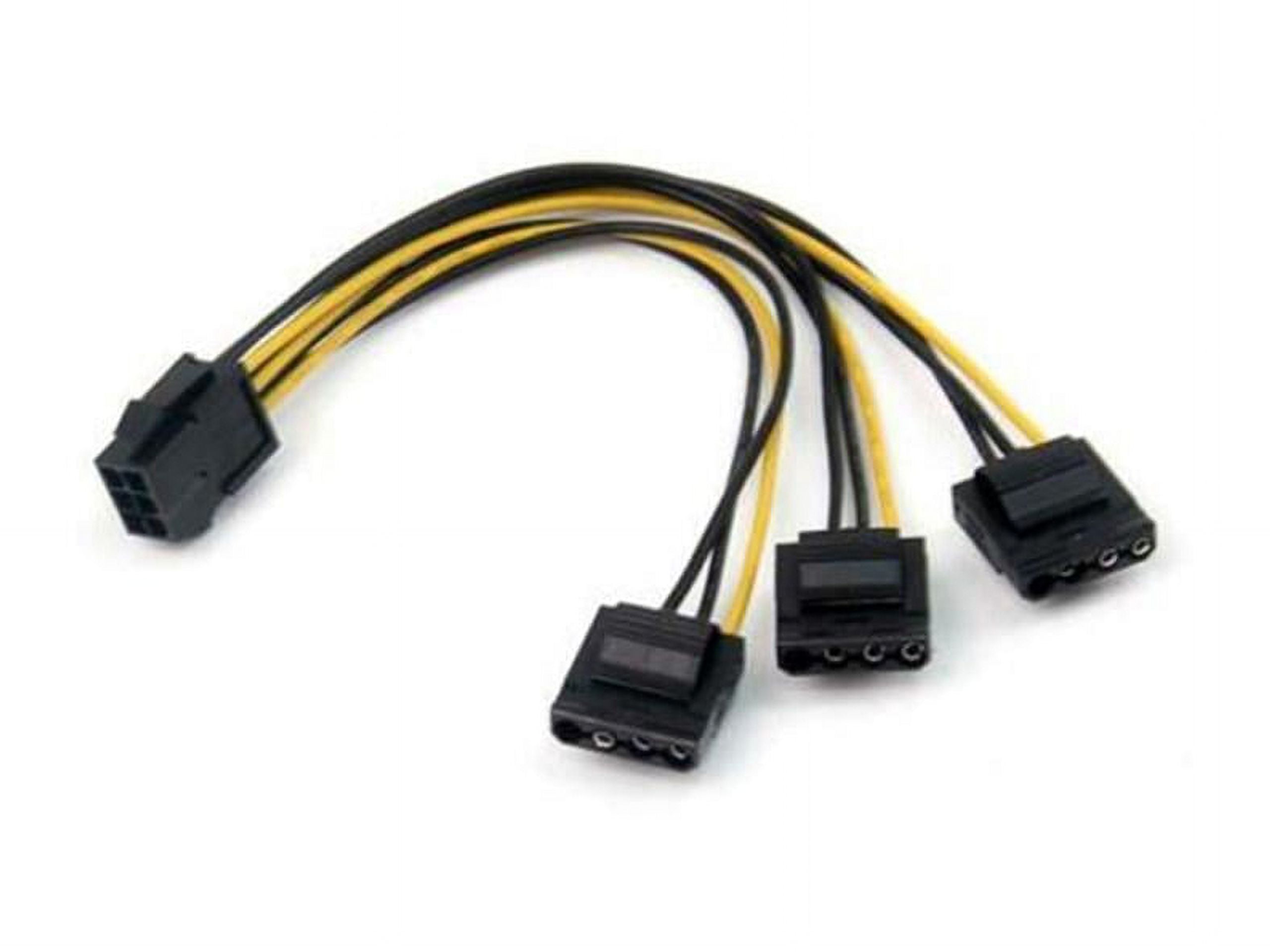 2pcs PCIe 6pin Female to 3 Molex IDE 4pin Female Graphic Card Power