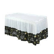 2pcs PEVA Table Skirt & Tablecloth Set Waterproof Reusable for Parties Weddings Banquets 28.74x167.72in Adhesive Backing Easy Install Glossy Finish