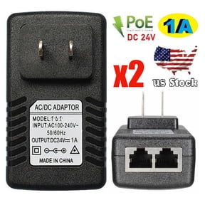 2pcs POE Injector 24V 1A Wall Plug Ethernet Adapter IP Phone Camera Power Supply