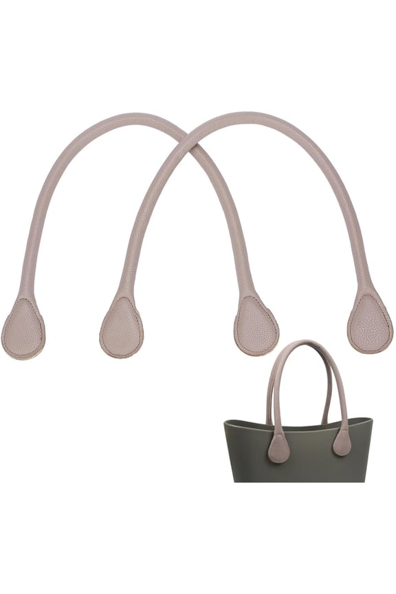 2pcs PU Leather Bag Handles 25.5 Inch Imitation Leather Handbag Handles with Plastic Screw and Nuts Handmade Straw Bag Beach Bag Handles Straps for DIY Bag Making Accessories Gray