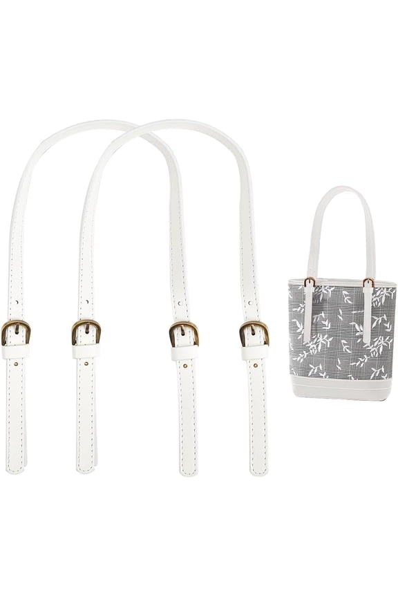 2pcs PU Leather Bag Handles 27.2 Inch Adjustable Purse Shoulder Strap Replacement Removable Tote Bag Strap Handbag Handles with Sewing Holes DIY Bag Accessories for Shopping Bag White