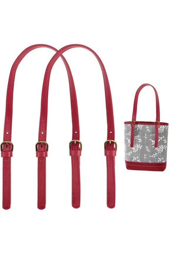 2pcs PU Leather Bag Handles 27.2 Inch Adjustable Purse Shoulder Strap Replacement Removable Tote Bag Strap Handbag Handles with Sewing Holes DIY Bag Accessories for Shopping Bag Dark Red