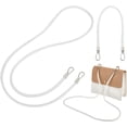 thumbnail image 1 of 2pcs PU Leather Purse Handle Straps 51.2 Inch Handbag Shoulder Strap with 14.2 Inch Short Tote Bag Handle Round PU Leather Bag Handle Strap Replacement for Clutches Satchel White, 1 of 9