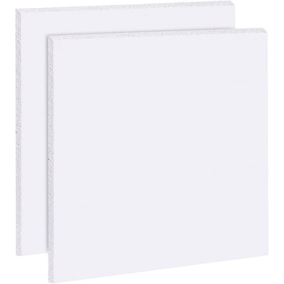 2pcs PVC Foam Board Sheet 12x12inch Square White Foam PVC Plates Plastic Sheets