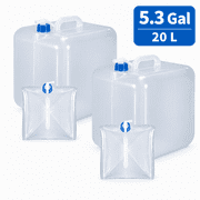 Collapsible Water Container with Spigot, 5.3 Gallon BPA Free Camping Water Jug Storage Carrier, Foldable Portable Water Canteen for Outdoors Hiking Backpacking Survival Kit 2 Pack