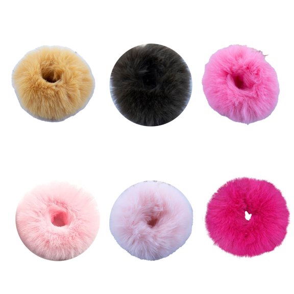 2pcs Pack Furry Faux Rabbit Fur Hair Scrunchies Artificial Fur Hair Bobbles Elastic Hair Band Rope Wristband Ponytail Accessories Hot Pink