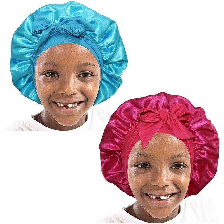 2pcs Pack Hot Pink Blue Baby Bonnet Kids Bonnet Infant Satin Silk