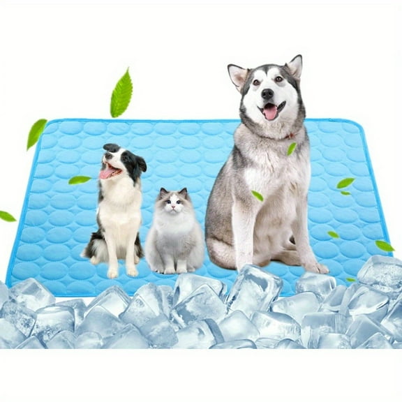 2pcs Pack XL Dog Self Cooling Mat Pet Washable Pads Breathable Pet Blanket Hot Weather Sleeping Kennel Mat, Ice Silk Sleep Mat Pad Non-Toxic Breathable Sleep Bed for Large Dogs Cats(70x100cm, Blue)