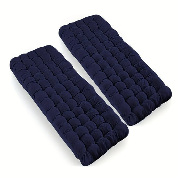 2pcs Pads for Camping, Soft Comfortable Thick Sleeping Cot Mattress Pad 75"x30", Grey and Navy Blue