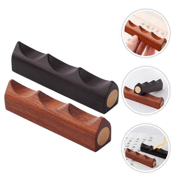 HEANUJJ Pen Rest Calligraphy Brush Pen Holder Wood 2Pcs