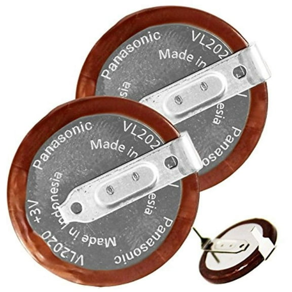 (2pcs) Panasonic VL2020, - (Horizontal Mount) - VL-2020/HFN Lithium Battery Rechargeable (Secondary) , VL 2020 3V 20mAh Coin, 20.0mm