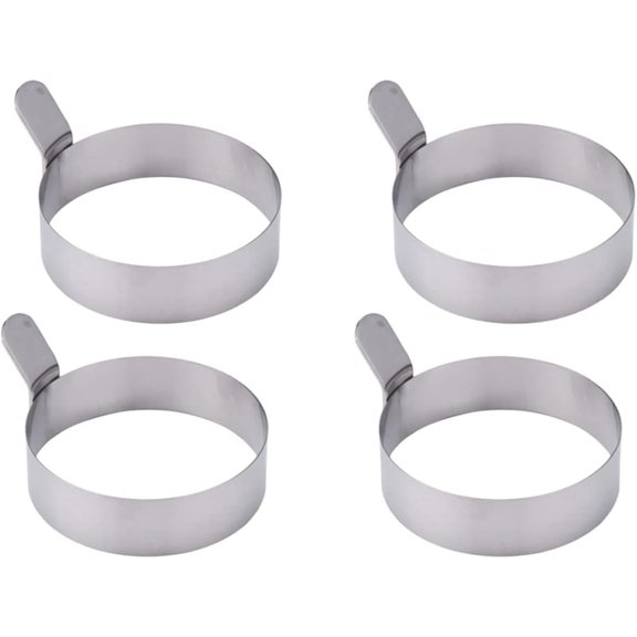 2pcs Pancake Eggs Non Egg Size Cooking Kitchen Fried Shaping Siver Resistant Gadgets Maker Steel Cooker Large Metal Rings Shaper for Nonstick Mold Stainless L Circle Frying Heat